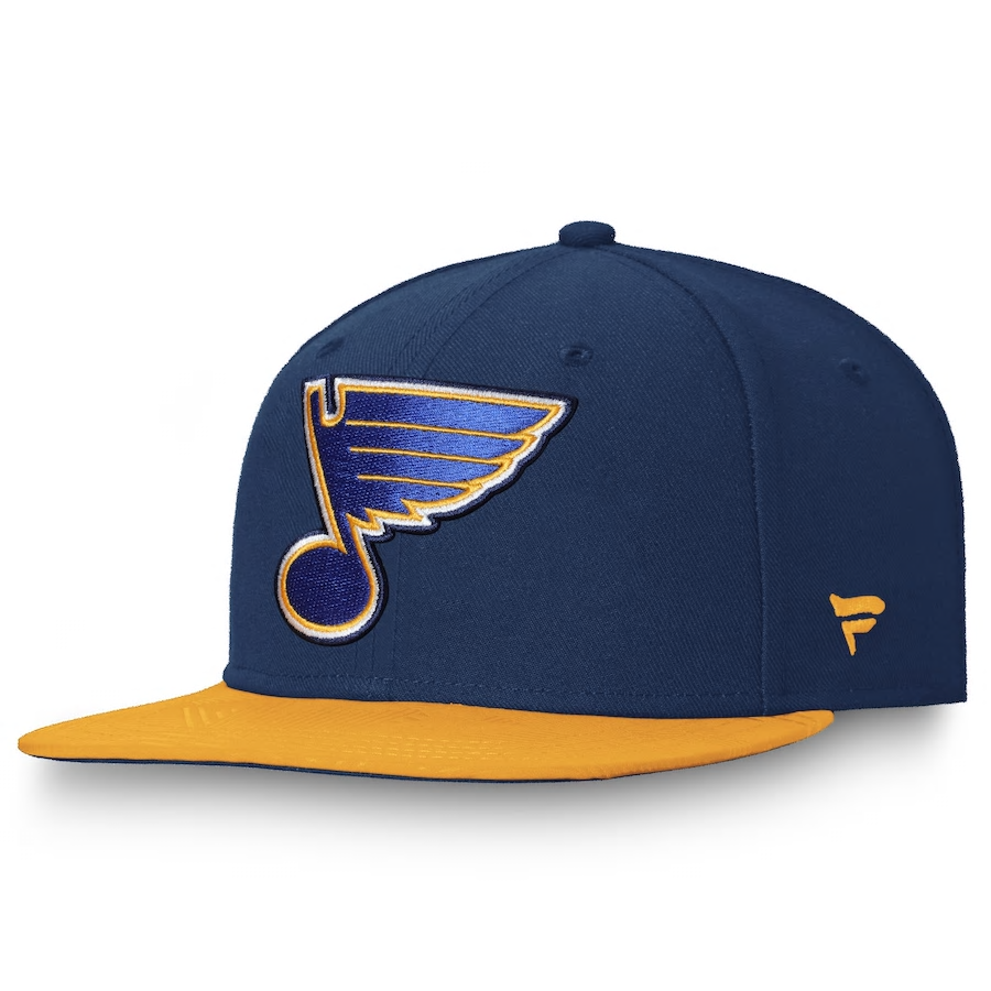 Men&#39;s Fanatics Branded Navy/Gold St. Louis Blues Iconic Defender Adjustable Snapback Hat. Headz ...