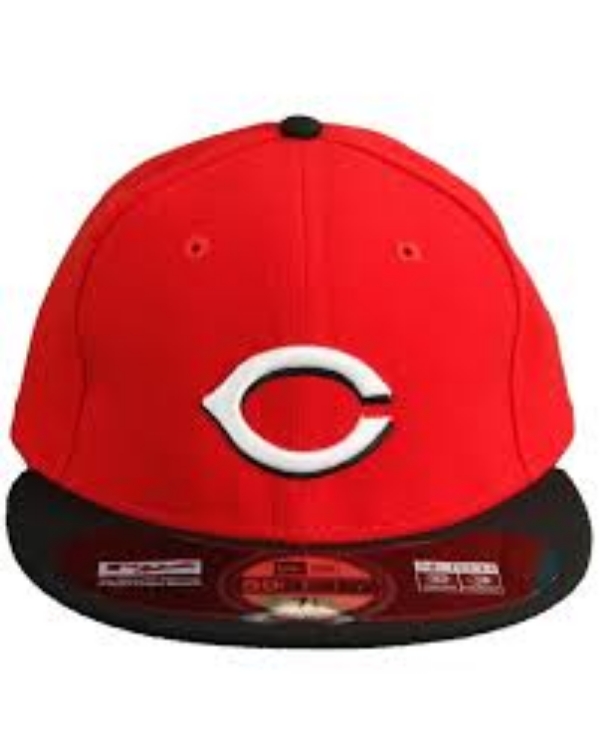 Cincinnati Reds New Era Road Authentic Collection On-Field 59FIFTY Fitted Hat - Red/Black front view