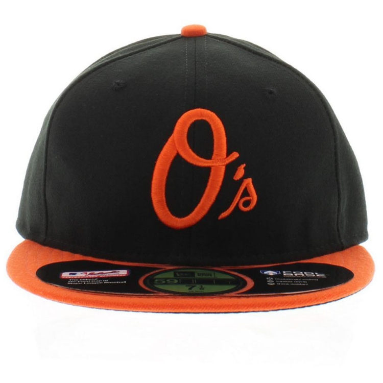 Baltimore Orioles New Era Alternate AC 59FIFTY Performance Fitted Hat - Black/Orange front view