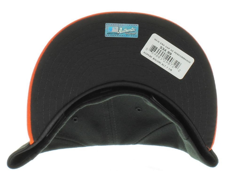 Baltimore Orioles New Era Alternate AC 59FIFTY Performance Fitted Hat - Black/Orange side view