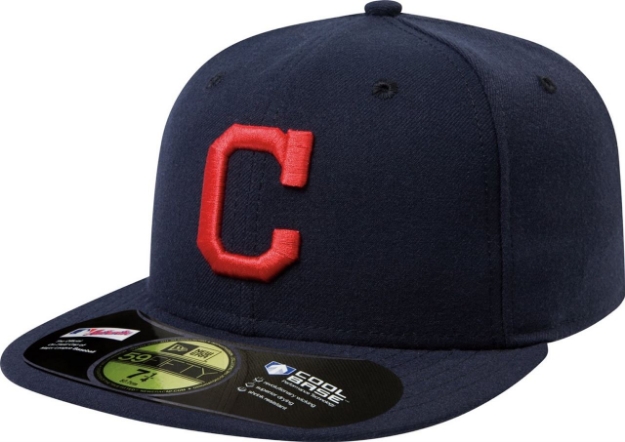 Picture of Cleveland Indians New Era Road Authentic Collection On Field 59FIFTY Fitted Hat - Navy