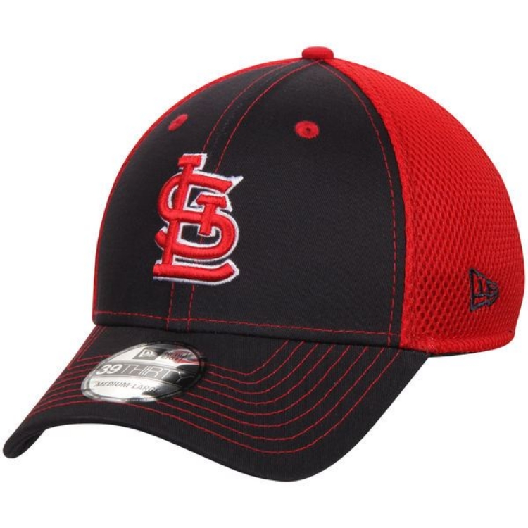 Men's St. Louis Cardinals New Era Navy/Red Team Front Neo 39THRITY Flex Hat front view