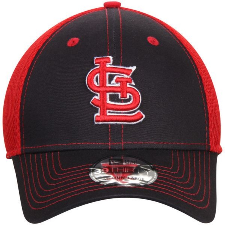 Men's St. Louis Cardinals New Era Navy/Red Team Front Neo 39THRITY Flex Hat side view