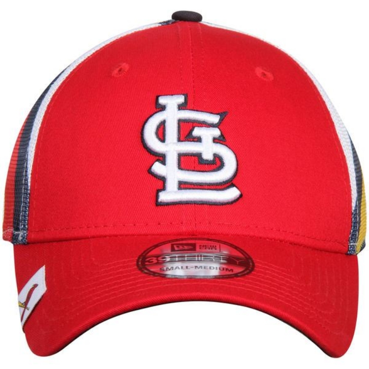 Men's St. Louis Cardinals New Era Red Logo Wrapped 39THIRTY Flex Hat side view