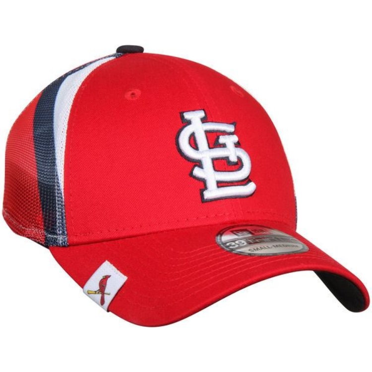 Men's St. Louis Cardinals New Era Red Logo Wrapped 39THIRTY Flex Hat back view