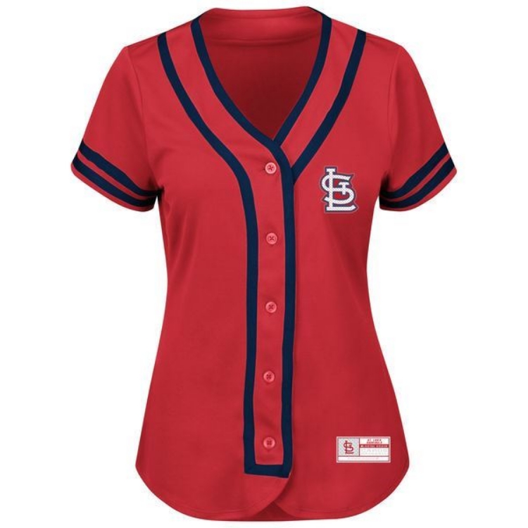 Women's St. Louis Cardinals Majestic Red/Navy Absolute Victory Fashion Team Jersey side view