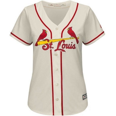 Women's St. Louis Cardinals Majestic Cream Alternate Cool Base Jersey front view