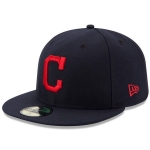 Picture of Cleveland Indians New Era Road Authentic Collection On Field 59FIFTY Fitted Hat - Navy