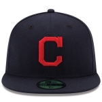 Picture of Cleveland Indians New Era Road Authentic Collection On Field 59FIFTY Fitted Hat - Navy