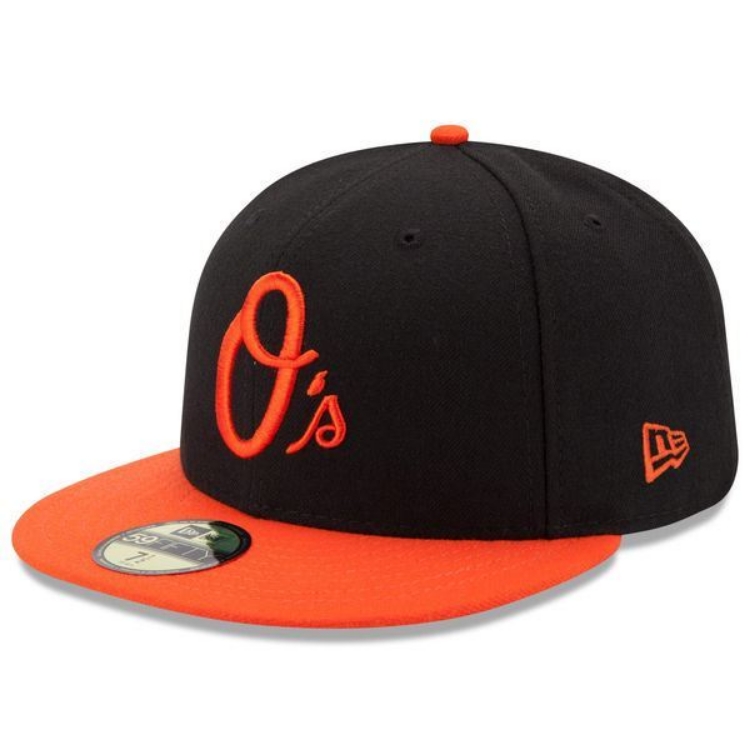 Baltimore Orioles New Era Alternate AC 59FIFTY Performance Fitted Hat - Black/Orange back view