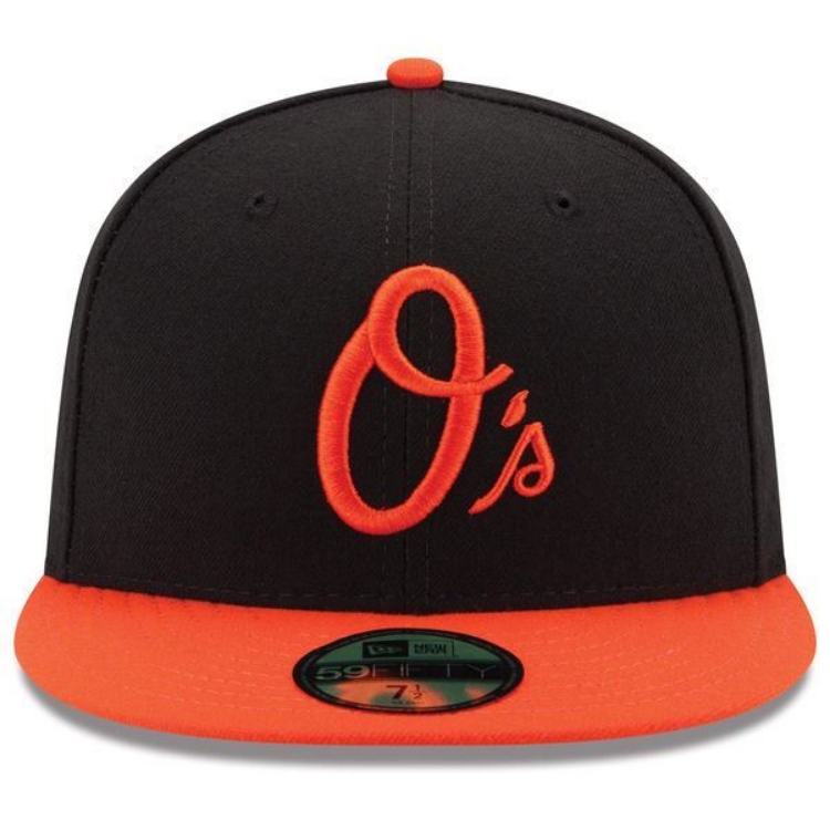 Baltimore Orioles New Era Alternate AC 59FIFTY Performance Fitted Hat - Black/Orange detail view