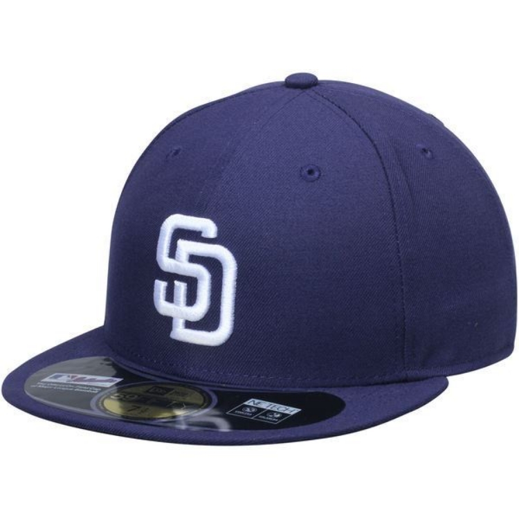 San Diego Padres New Era AC On-Field 59FIFTY Home Performance Fitted Hat - Navy side view