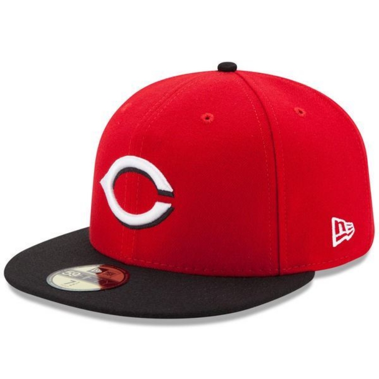 Cincinnati Reds New Era Road Authentic Collection On-Field 59FIFTY Fitted Hat - Red/Black side view