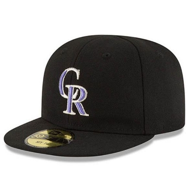 Colorado Rockies New Era Authentic Collection On-Field  59FIFTY Fitted Hat - Black front view