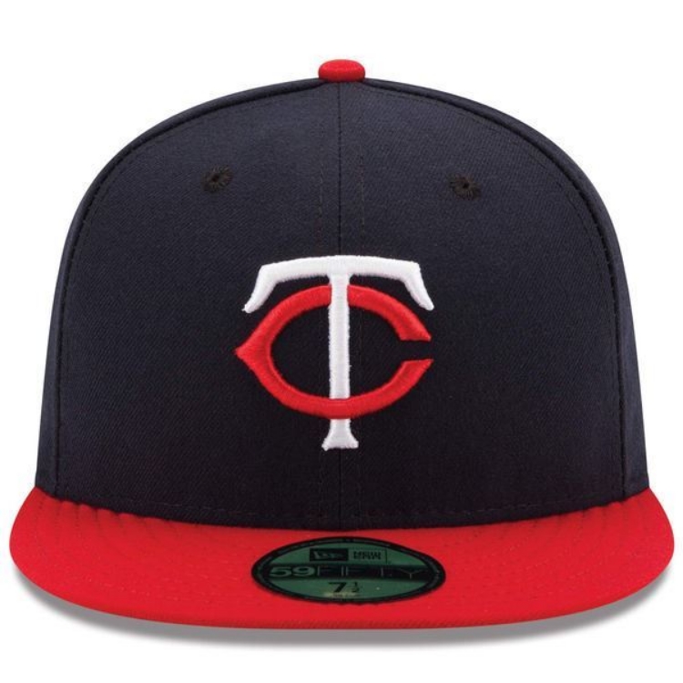 Minnesota Twins New Era Road Authentic Collection On-Field 59FIFTY Fitted Hat - Navy/Red front view