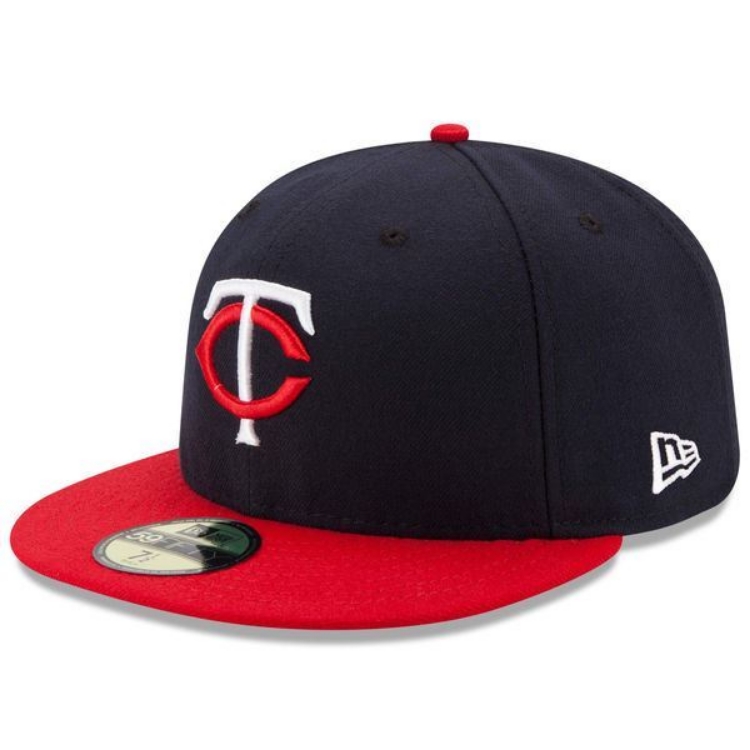 Minnesota Twins New Era Road Authentic Collection On-Field 59FIFTY Fitted Hat - Navy/Red side view