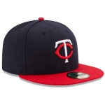 Picture of Minnesota Twins New Era Road Authentic Collection On-Field 59FIFTY Fitted Hat - Navy/Red