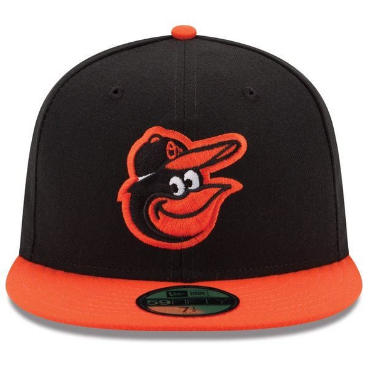 Men's Baltimore Orioles New Era Black/Orange Road Authentic Collection On-Field 59FIFTY Fitted Hat side view