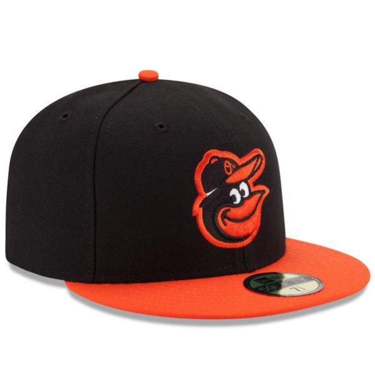 Men's Baltimore Orioles New Era Black/Orange Road Authentic Collection On-Field 59FIFTY Fitted Hat back view