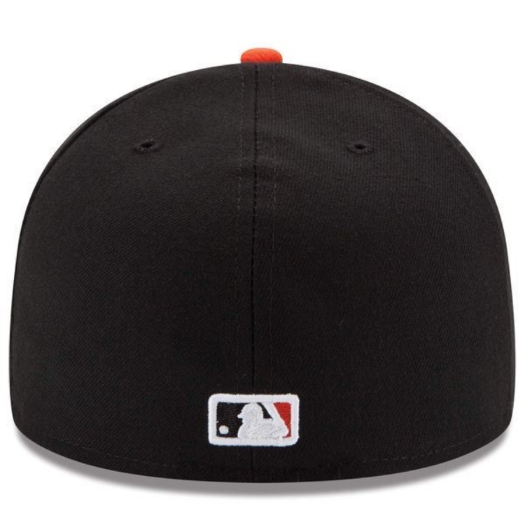 Men's Baltimore Orioles New Era Black/Orange Road Authentic Collection On-Field 59FIFTY Fitted Hat detail view