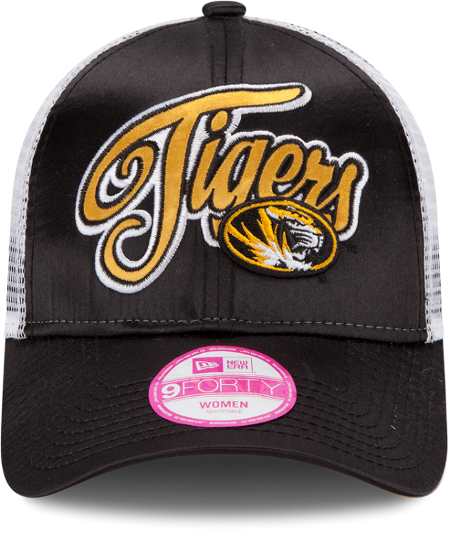 New Era Missouri Tigers Black Scripty Satin Adjustable Hat back view