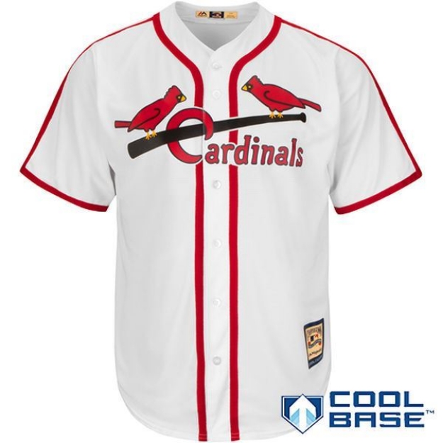 Picture of Men's St. Louis Cardinals Majestic White Home Cooperstown Cool Base Team Jersey