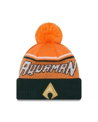 Aquaman Justice League DC Comics New Era Winter Knit Pom Jumbo Cheer Beanie front view