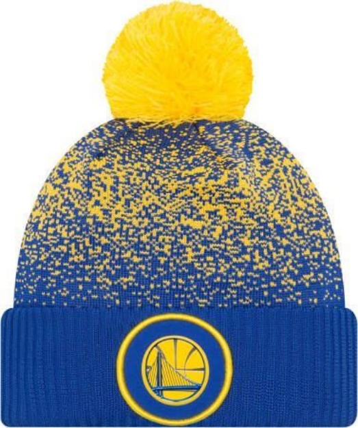 Picture of Golden State Warriors New Era 2017 Official On Court Collection Pom Knit - Royal/Gold