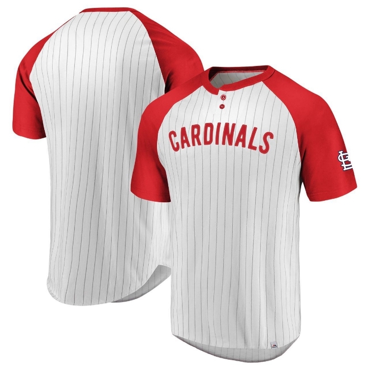 St. Louis Cardinals Majestic Girls Women's Everythings in Order Notch Neck T-Shirt Red/white side view