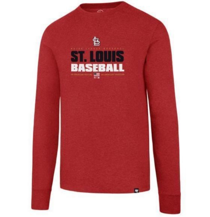 ST. LOUIS CARDINALS STACKER LONG SLEEVE ’47 CLUB TEE front view