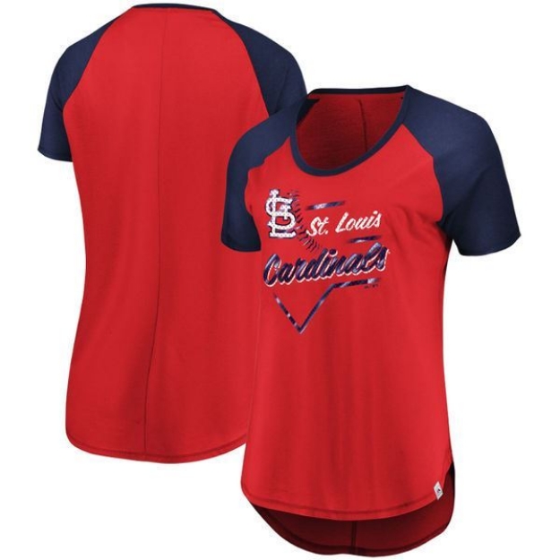 Picture of St. Louis Cardinals Majestic Women's Game Shake-Up Raglan T-Shirt – Red