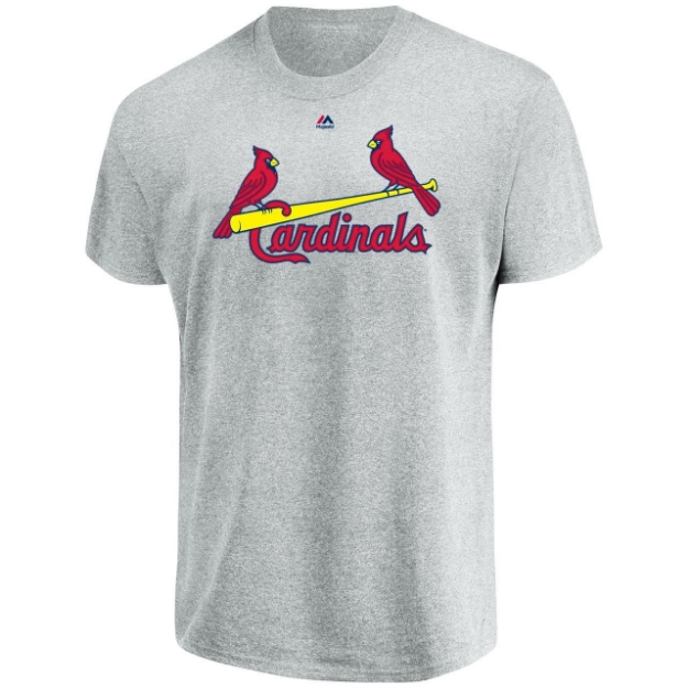 Picture of St. Louis Cardinals Majestic Branded Team Road Wordmark T-Shirt - Heather