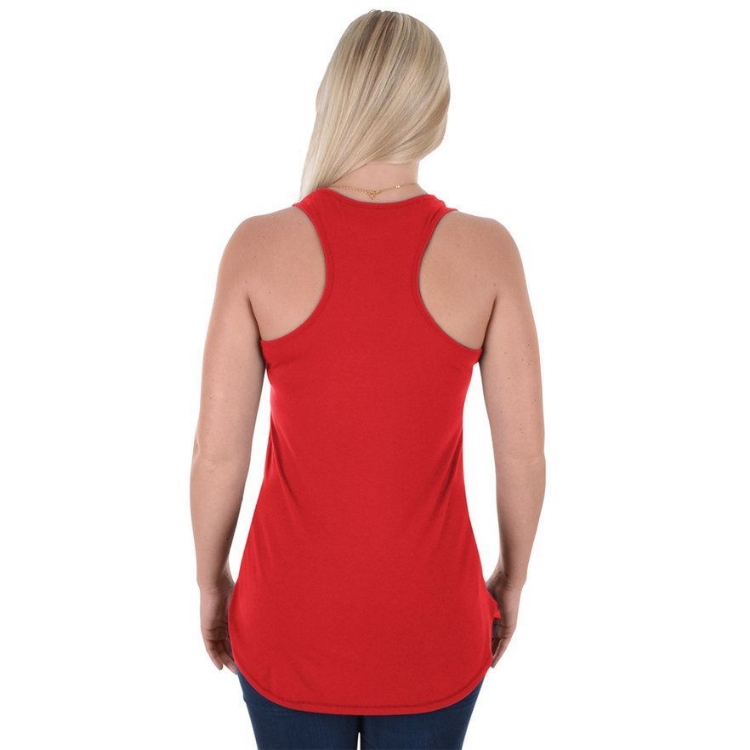 Women's St. Louis Cardinals Majestic Heathered Red Gotta Feeling Racerback Tank Top side view