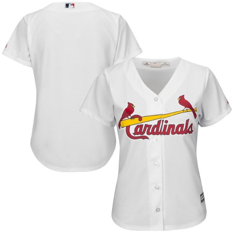 Women's St. Louis Cardinals Majestic White Home Cool Base Jersey front view