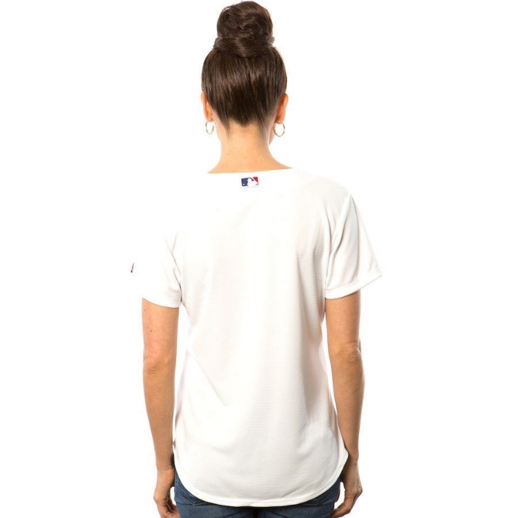 Women's St. Louis Cardinals Majestic White Home Cool Base Jersey back view