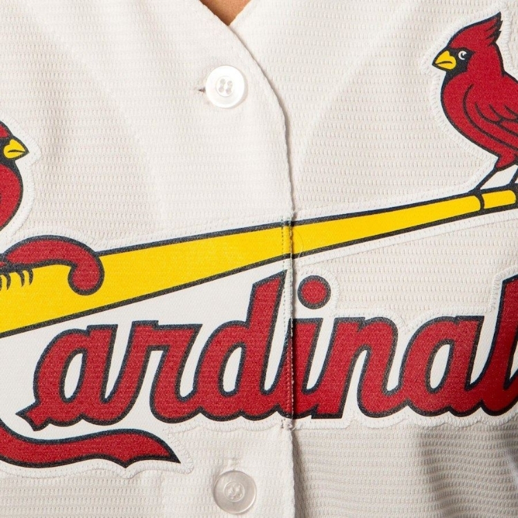 Women's St. Louis Cardinals Majestic White Home Cool Base Jersey detail view
