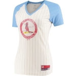 Picture of Women's St. Louis Cardinals Majestic Natural Concept of Winning Pinstripe V-Neck Raglan T-Shirt