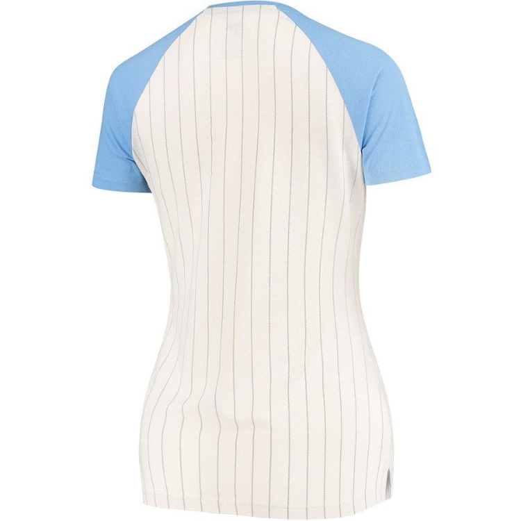 Picture of Women's St. Louis Cardinals Majestic Natural Concept of Winning Pinstripe V-Neck Raglan T-Shirt