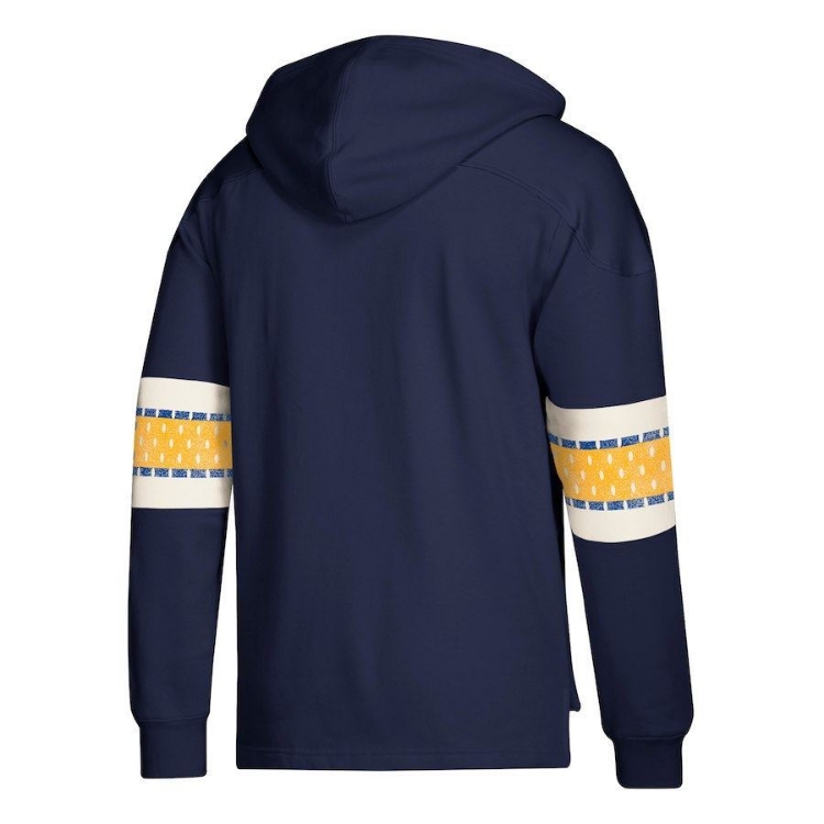 Men's St. Louis Blues adidas Blue Jersey Lace-Up Pullover Hoodie back view