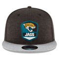 Picture of New Era Jacksonville Jaguars Black/Heather Gray 2018 NFL Sideline Road Official 9FIFTY Snapback Adjustable Hat