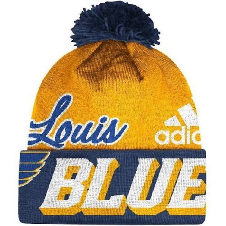 Saint Louis Blues ST Beanie Adidas NHL Cuffed Pom Knit front view