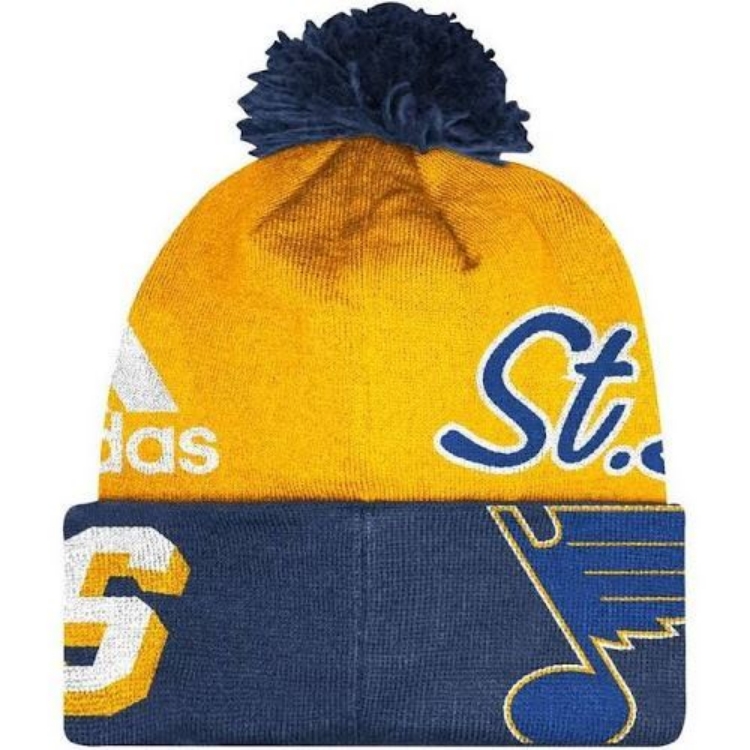 Saint Louis Blues ST Beanie Adidas NHL Cuffed Pom Knit side view