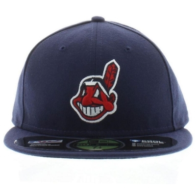 New Era Cleveland Indians Road Authentic 59Fifty Fitted Hat front view