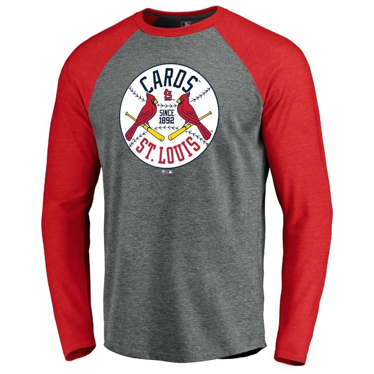 Men's St. Louis Cardinals Fanatics We're on Top Branded Red Team Lockup Long Sleeve T-Shirt front view