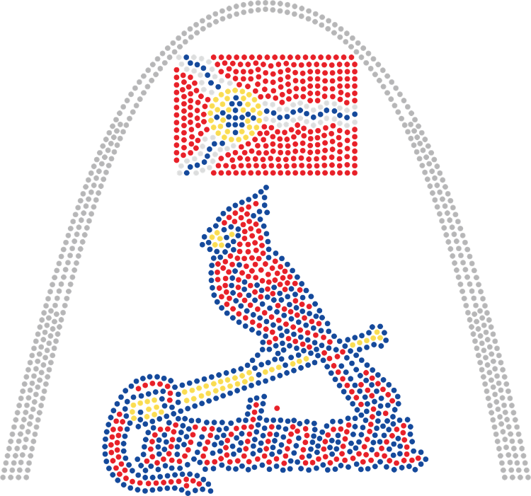 St. Louis Cardinals Rhinestone Arch Flag Bella Tee shirt detail view