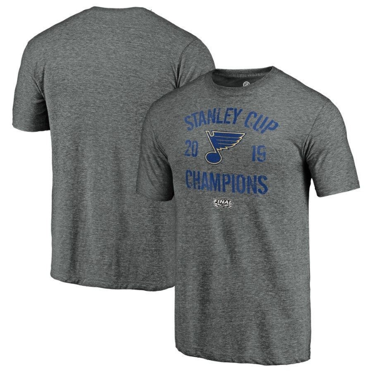 St. Louis Blues Fanatics Branded 2019 Stanley Cup Champions Ice Rink Tri-Blend T-Shirt - Heather Gray front view