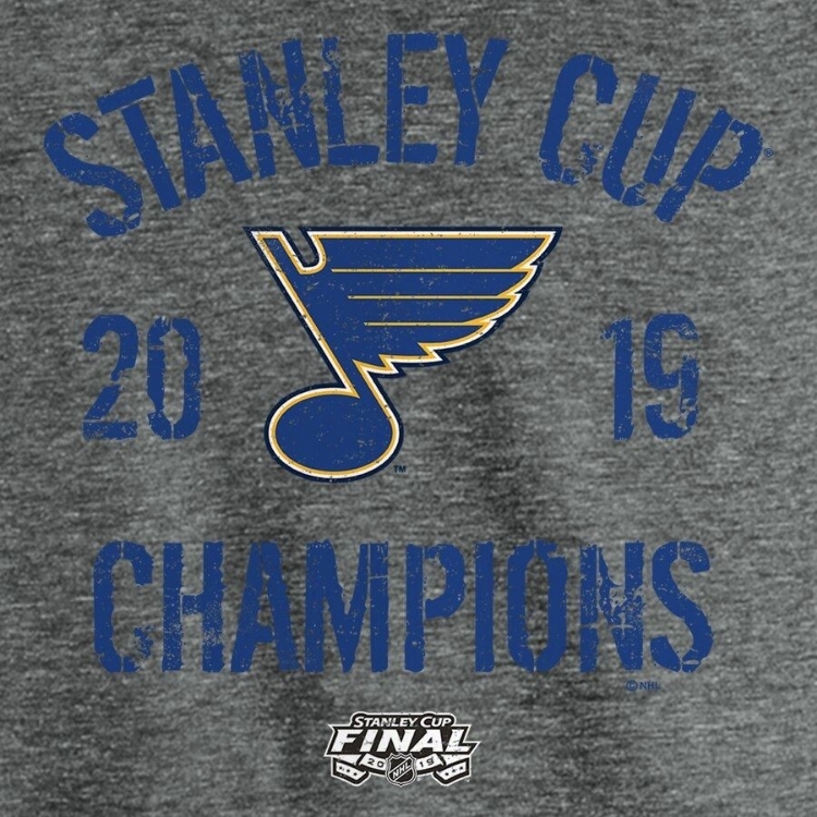 St. Louis Blues Fanatics Branded 2019 Stanley Cup Champions Ice Rink Tri-Blend T-Shirt - Heather Gray detail view