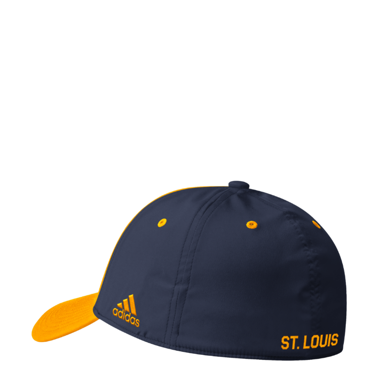 St Louis Blue Adidas NHL Coaches SL Flex Fit Slouch Yellow Hat side view
