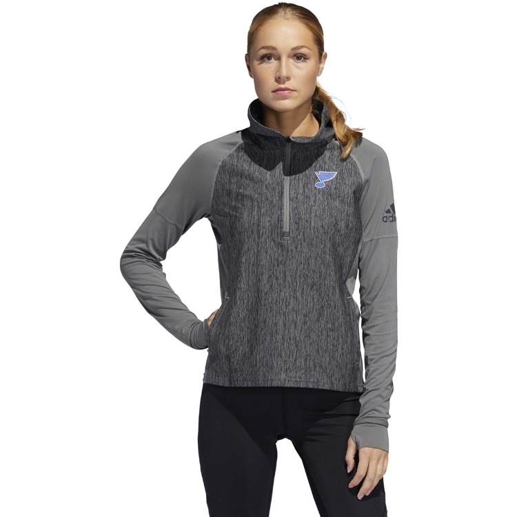 Adidas St. Louis Blues Vertical Heather Women Long Sleeve performer back view