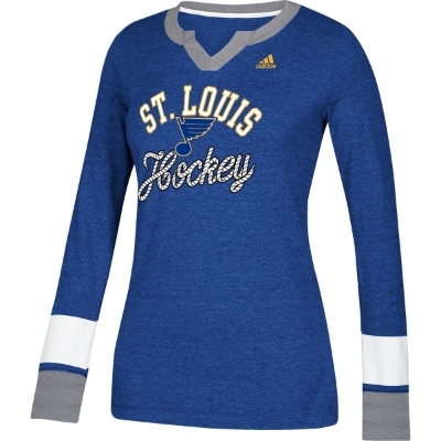 Adidas St. Louis Blues Long Sleeve Women Henley front view